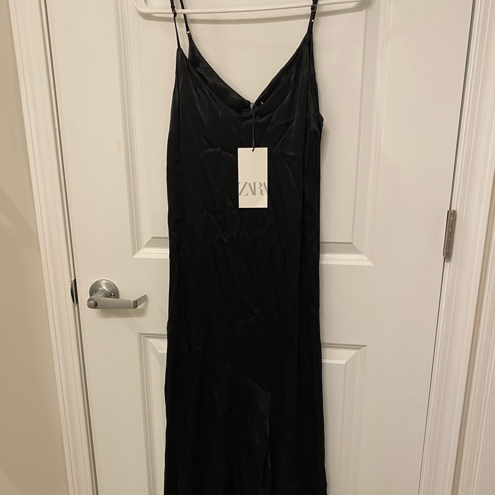 Black Zara midi slip dress size M